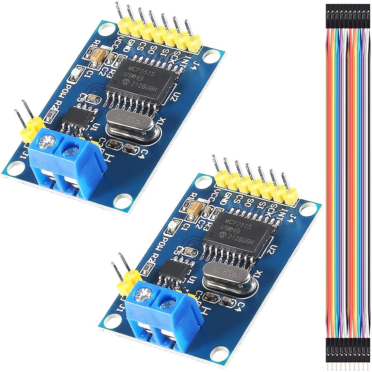2pcs MCP2515 DC 5V CAN Bus Module TJA1050 Receiver Module SPI Controller Interface Board with Male and Female Dupont - ShopVlot