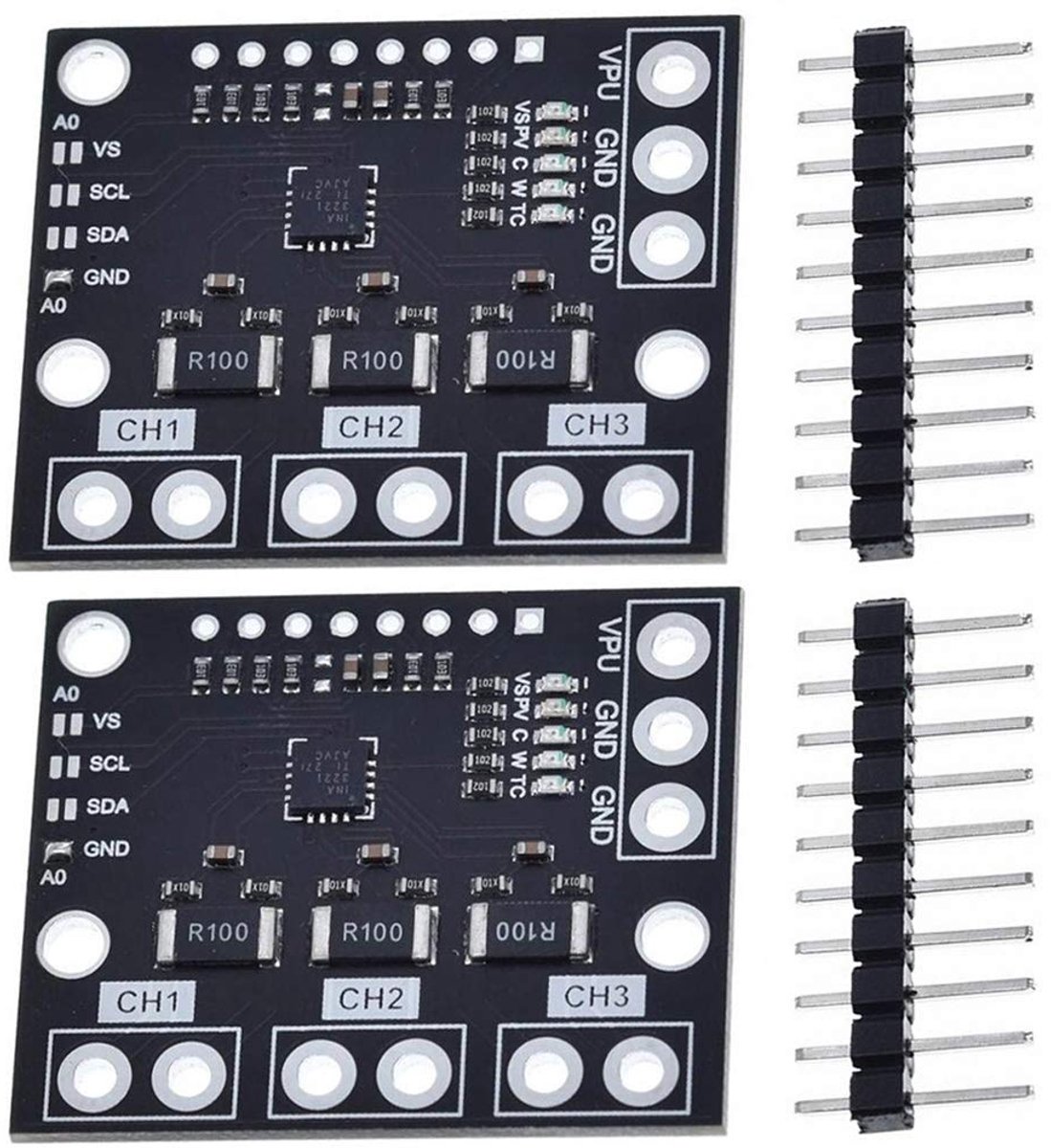 2PCS INA3221 Triple-Channel Shunt Current Voltage Monitor Sensor Low Side/High Side I2C Output Power Monitoring - ShopVlot