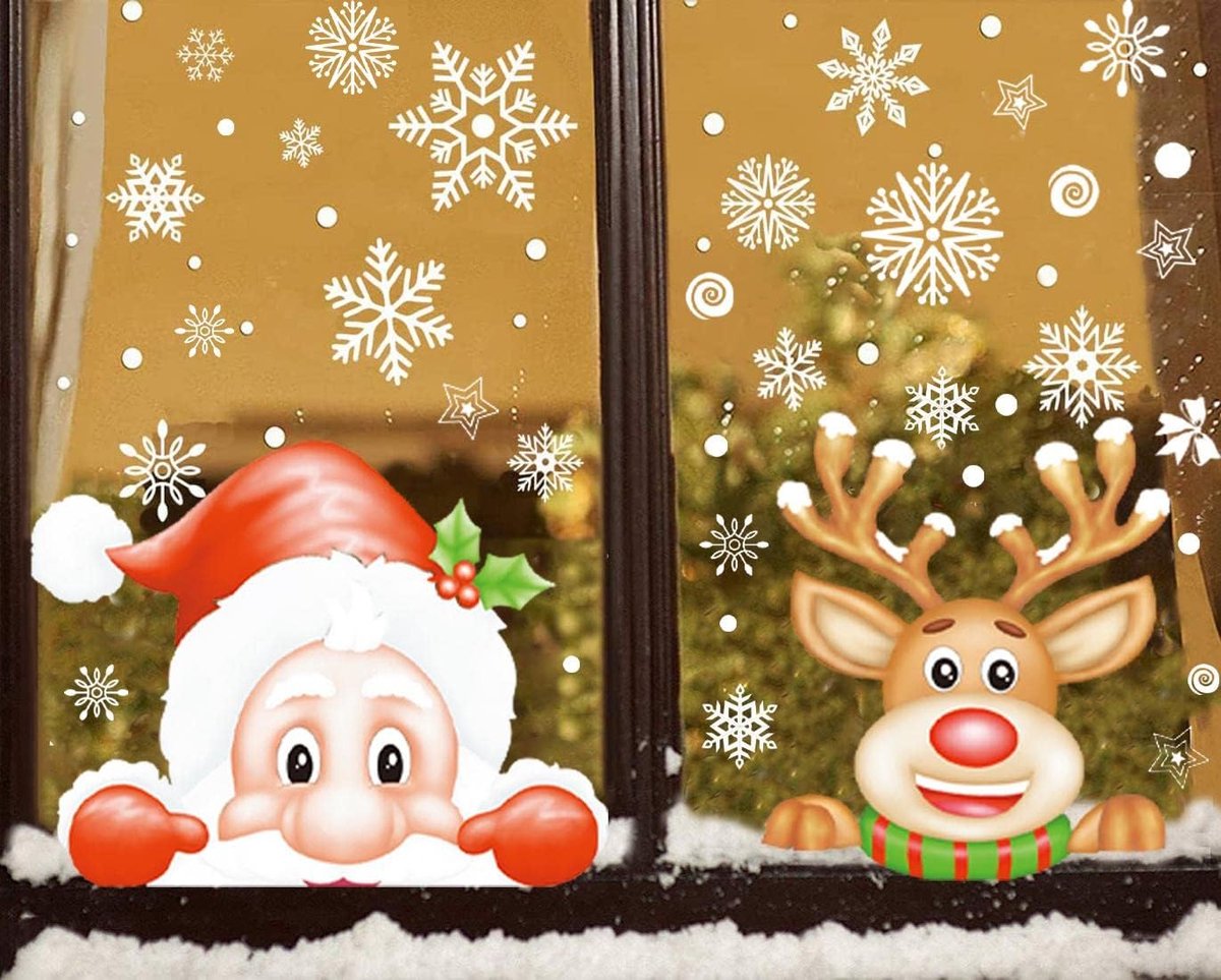 8 Pack Christmas Window Stickers Reusable Christmas Stickers Snowflakes - ShopVlot
