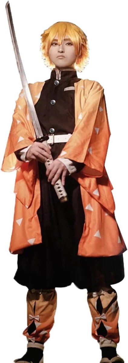Fiamll Zenitsu Dress Up Japanese Anime Kimono Costume, Zenitsu Agatsuma Cosplay Outfit, Demon Cosplay, S, Zen△Agatsuma - ShopVlot