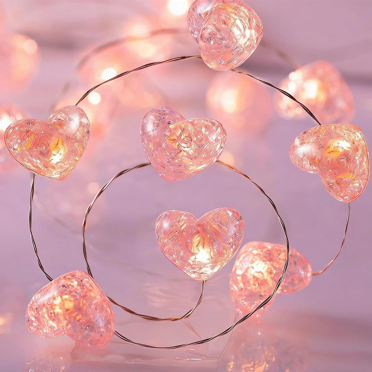ALEGRE Crystal Fairy Lights Heart Decoration 2m 20 LED Crystal Battery Micro Copper Wire Heart Fairy Lights for Indoor - ShopVlot