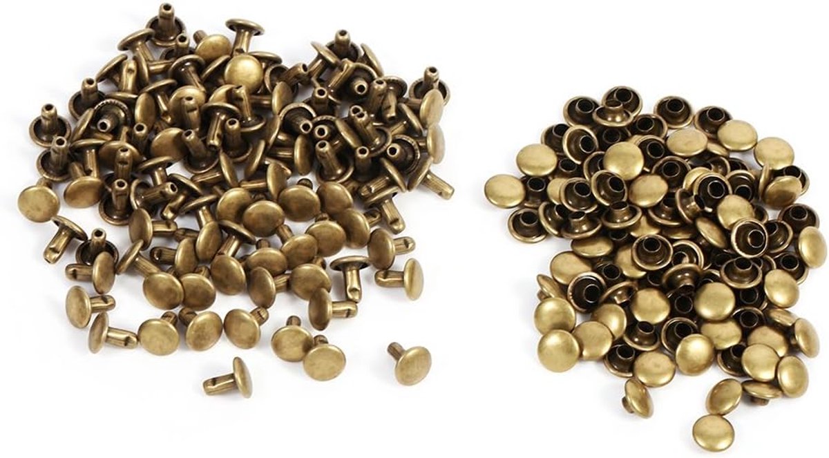 100 Set Rivets for Leather, Double Rivet Leather Snap Buttons Kit 8x8mm Rivets for Fabric Snap Rivet Butt Screw Post - ShopVlot