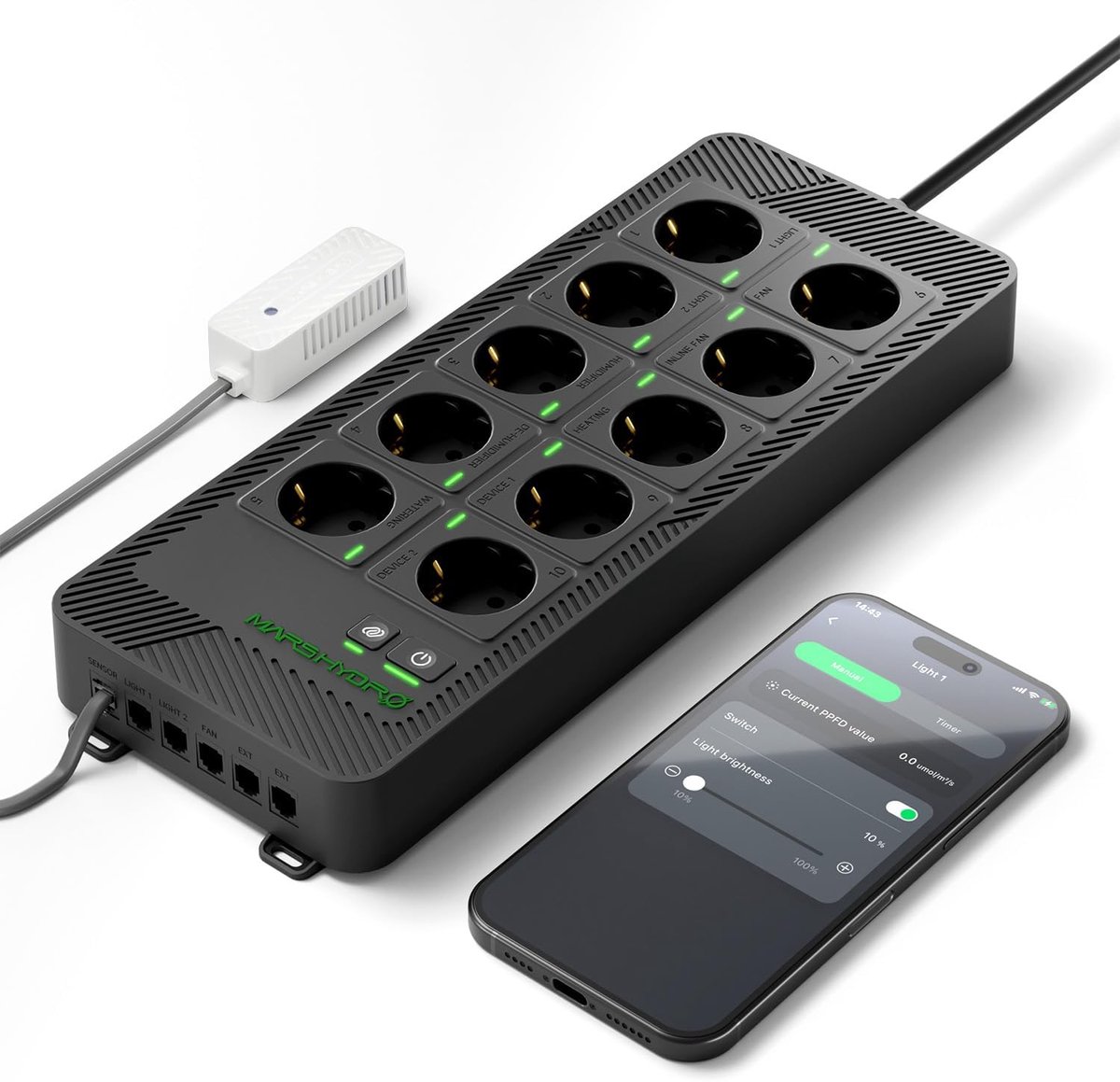 Mars Hydro iHub-Pro 10 AC Power Strip Kit, 10-Way All-In-One Growth Hub, WiFi Climate Control for Light, Temperature - ShopVlot
