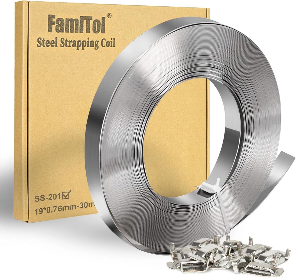 201 roestvrijstalen band 19 × 0,76 mm zware stalen band 30 m metalen band voor de montage van verkeersborden - ShopVlot