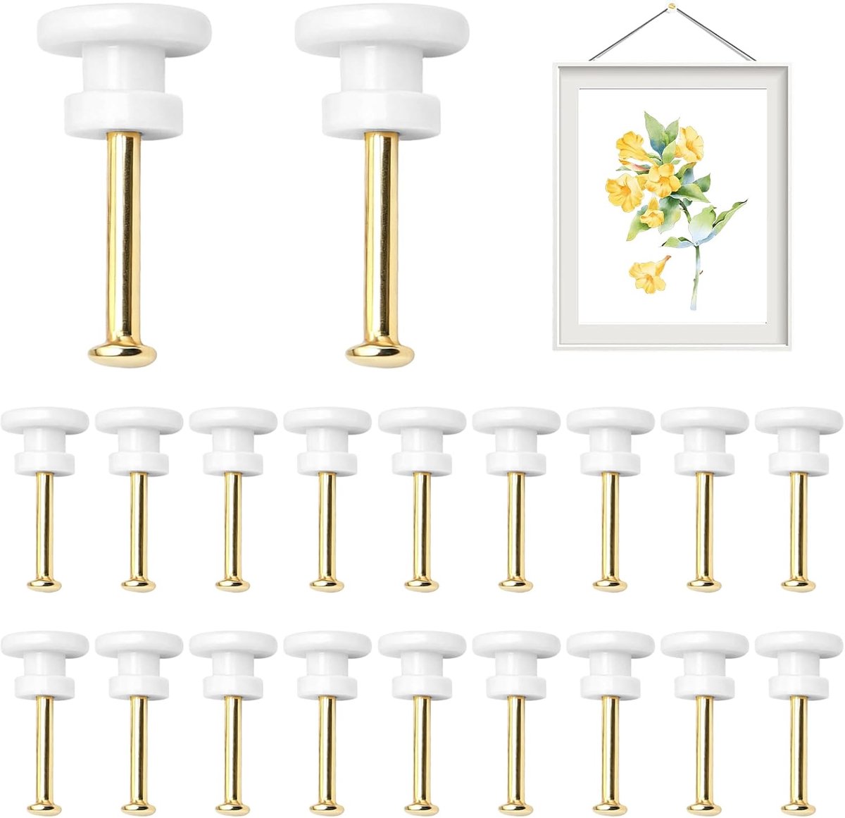 20 stuks spoorloze fotohaken, onzichtbare wandhaken voor fotolijsten en wanddecoratie, witte kunststof haken, 20 mm - ShopVlot