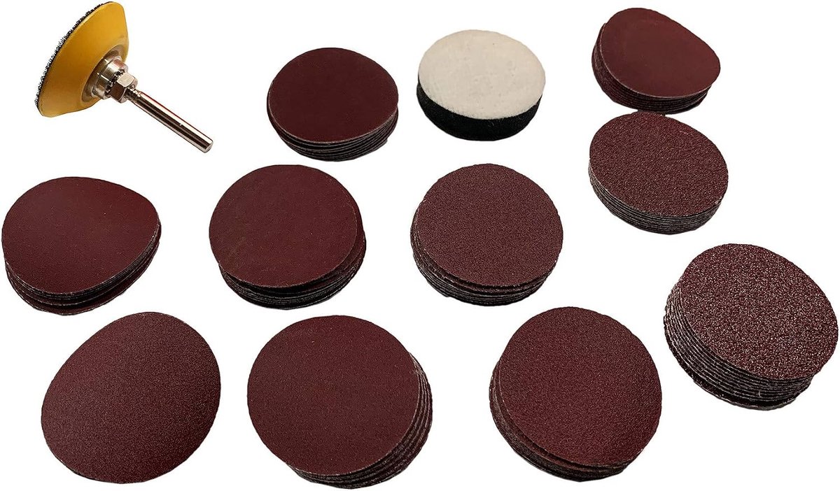 Schuurblok 50 mm - 100 schuurschijfjes - korrel 80-2000 - ideaal voor fijnschuren - ShopVlot