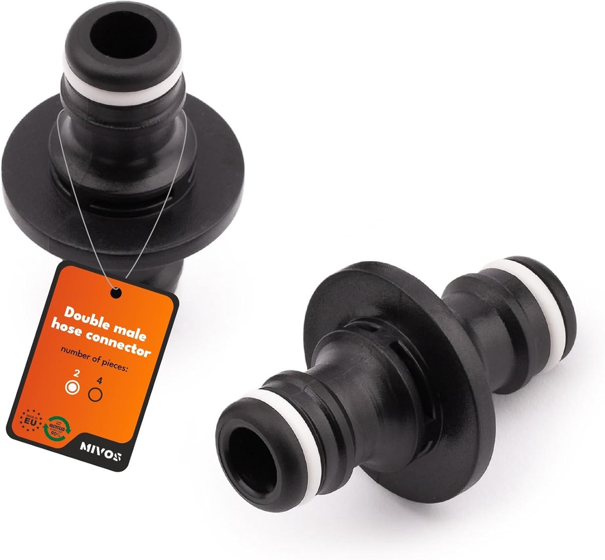 Hose connector 2 x - snelkoppeling - 90% gerecycled plastic - milieuvriendelijk - ShopVlot