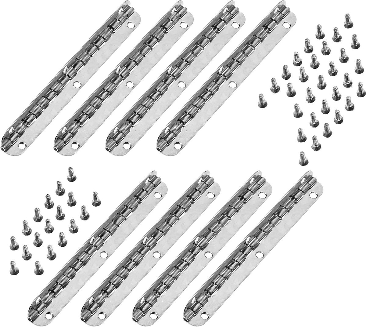 Scharnieren set van 8 - 11,5 cm lang - zilver - max 90 graden - ideaal voor deuren - ShopVlot