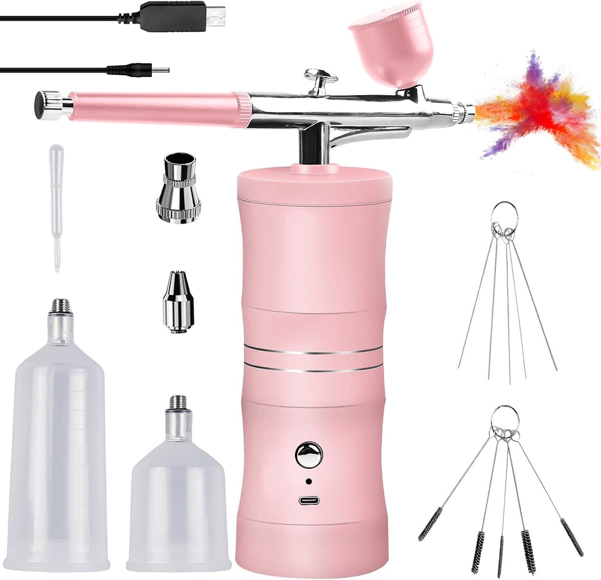 Airbrush set met compressor - handmatige airbrush gun - draadloos en draagbaar - ideaal voor nageldesign - ShopVlot