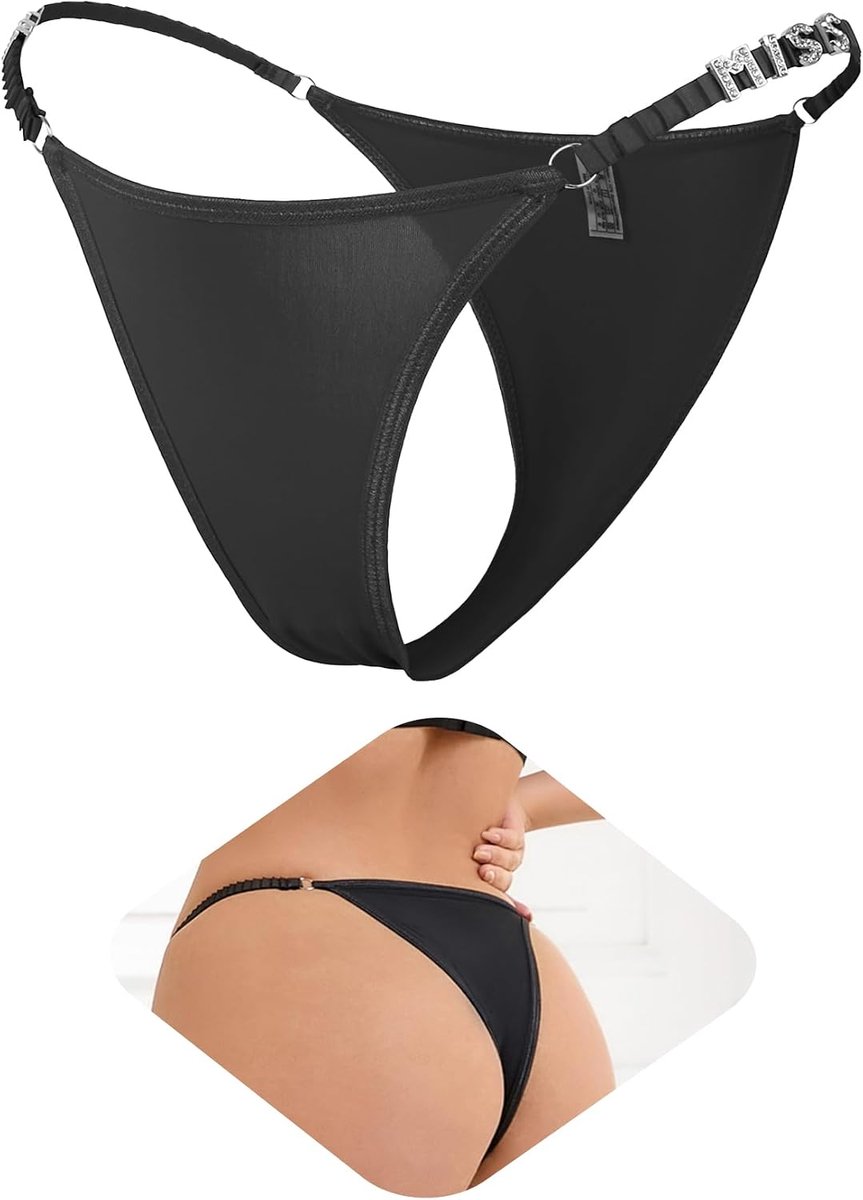 Dames thong - naadloos met elastische tailleband - met strasstenen - sexy en comfortabel - ShopVlot