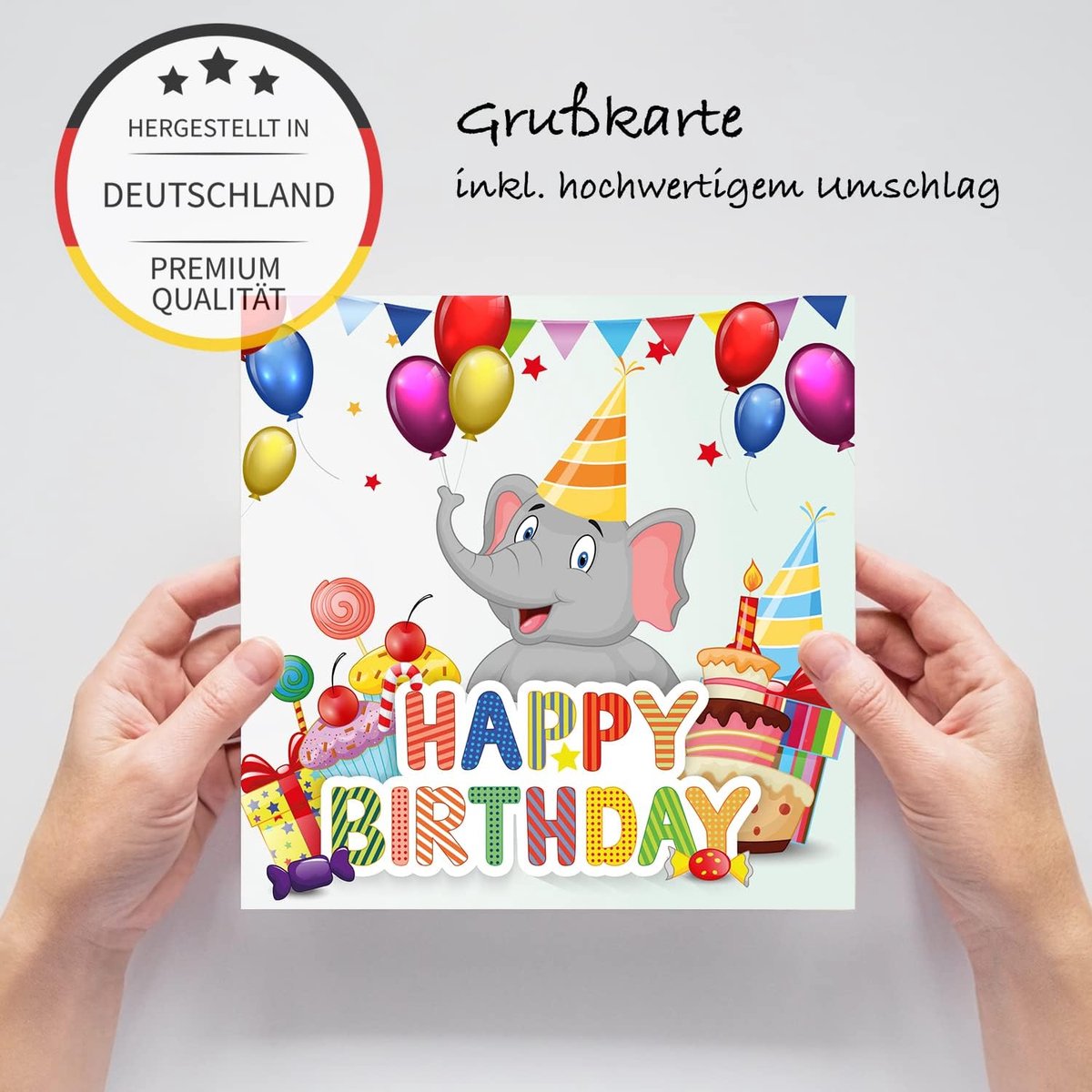Verjaardagskaarten voor kinderen - 14,8 x 14,8 cm - 4 Premium kaarten met enveloppen - Unieke ontwerpen voor plezier - ShopVlot