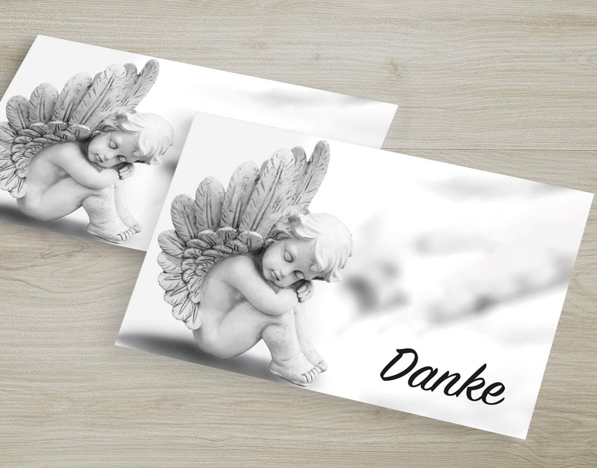 Bedankkaarten premium - 30 kaarten met enveloppen - Thema: Engel - Perfect voor rouw en condoleance - ShopVlot