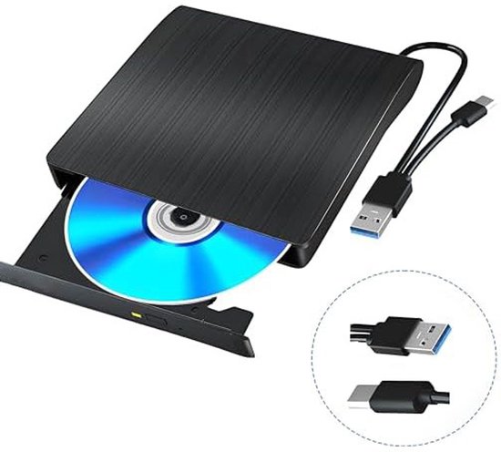 Externe CD‑DVD Drive - USB 3.0 - Draagbare CD‑DVD ±RW optische drive - CD‑brander en lezer - Geschikt voor laptop‑desktop‑Mac OS‑Linux‑Windows 11‑10‑8‑7 — afbeelding 5