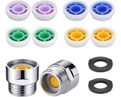 SnelShoppen - 12 Sets Douche Doorstroombegrenzer, Waterdoorstromingslimiter, Waterflow Reducer voor Douche, 4L, 5L, 6L, 7L, Inclusief Koper Adapters e