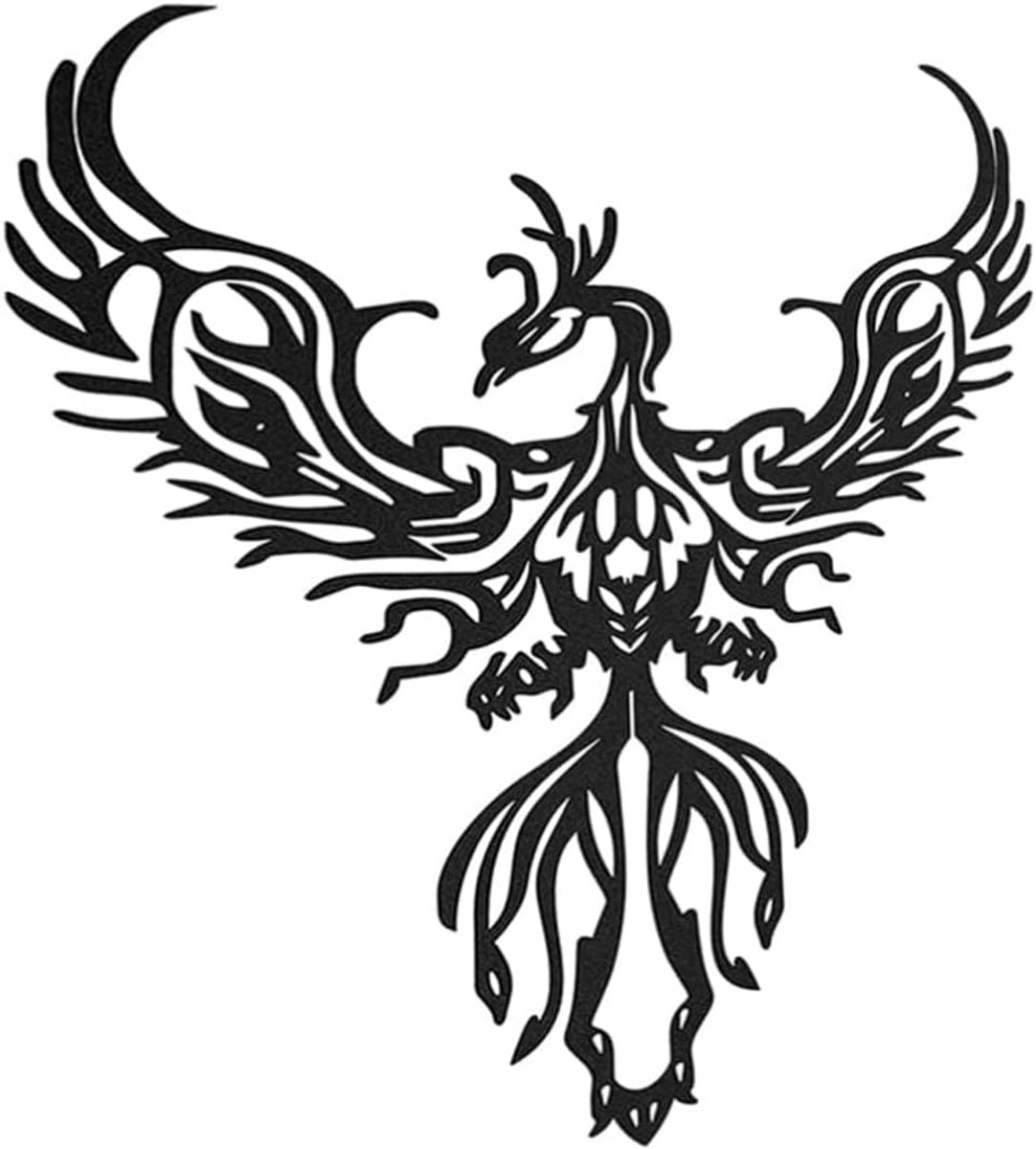 Wanddecoratie ijzeren feniks - metalen sculptuur - elegant design - sfeervolle uitstraling - ShopVlot