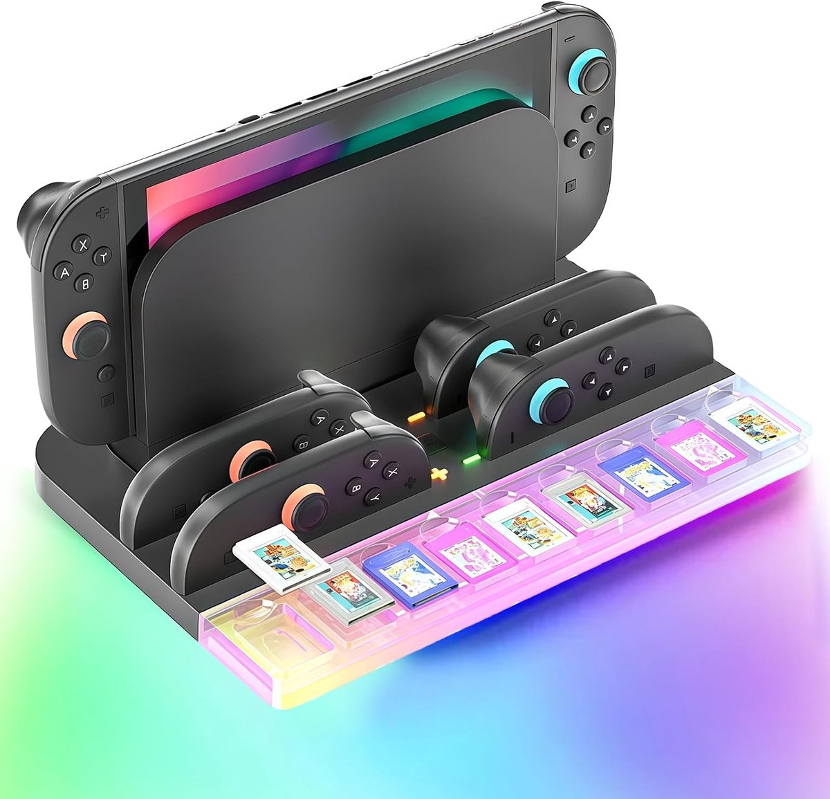 Oplaadstation voor Switch 2 - 4-in-1 oplaadstation - RGB verlichting - snel opladen tot 4 controllers - ShopVlot