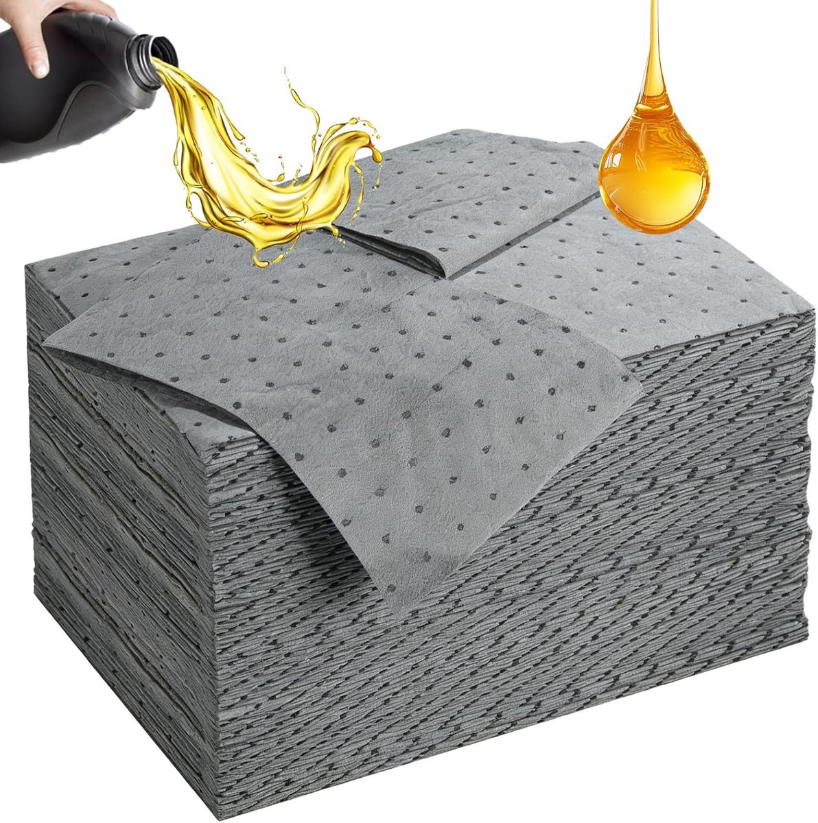 Olieabsorberende pads 50 stuks - 25 x 33 cm - 2 mm dik - snelle opname van olie en chemicaliën - ShopVlot