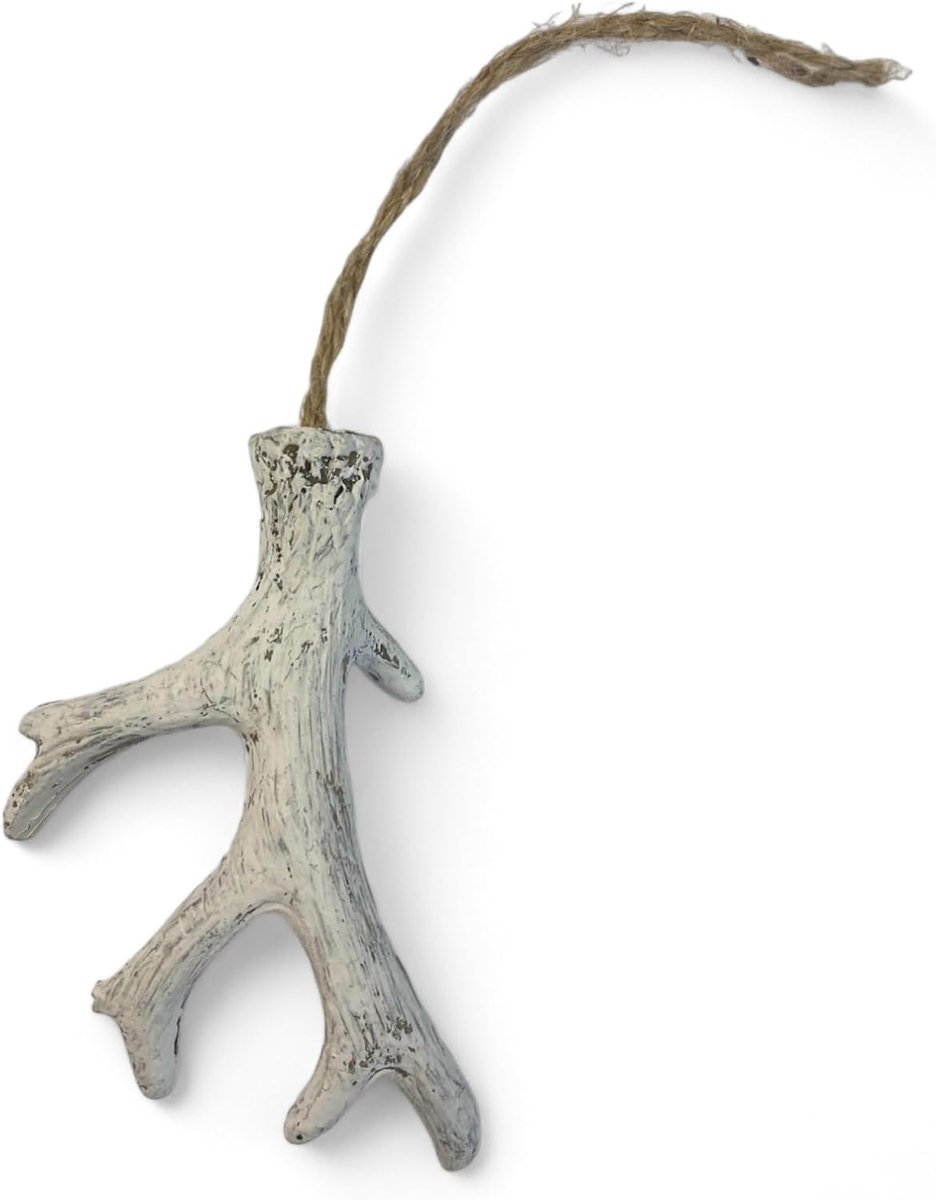 Decoratieve hanger gewei - wit - 9 cm - sfeervolle wanddecoratie - ShopVlot