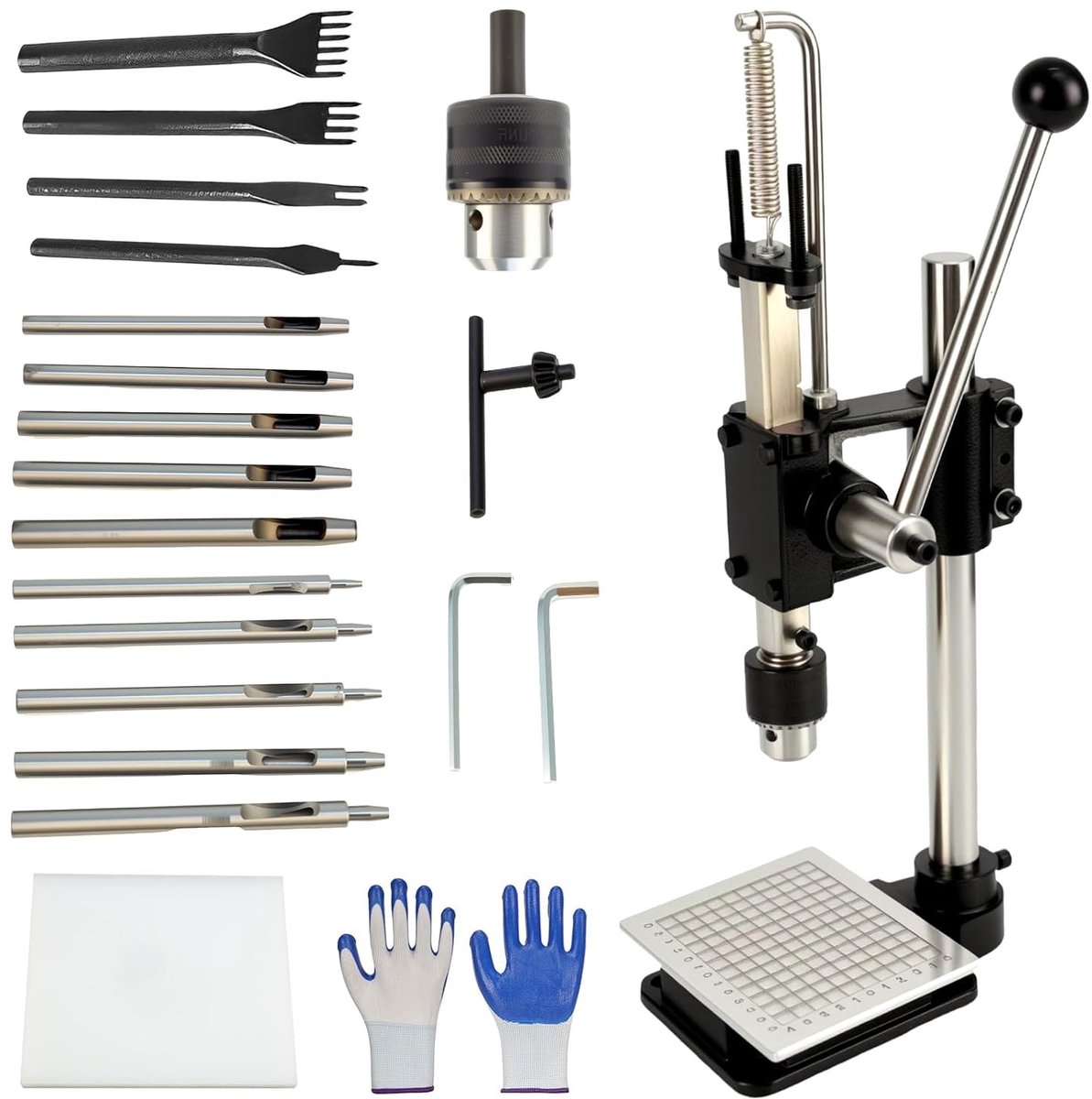 Stansmachine - Zwart - Handmatige Gatsnijder voor Leer en Stoffen - Voor DIY-projecten