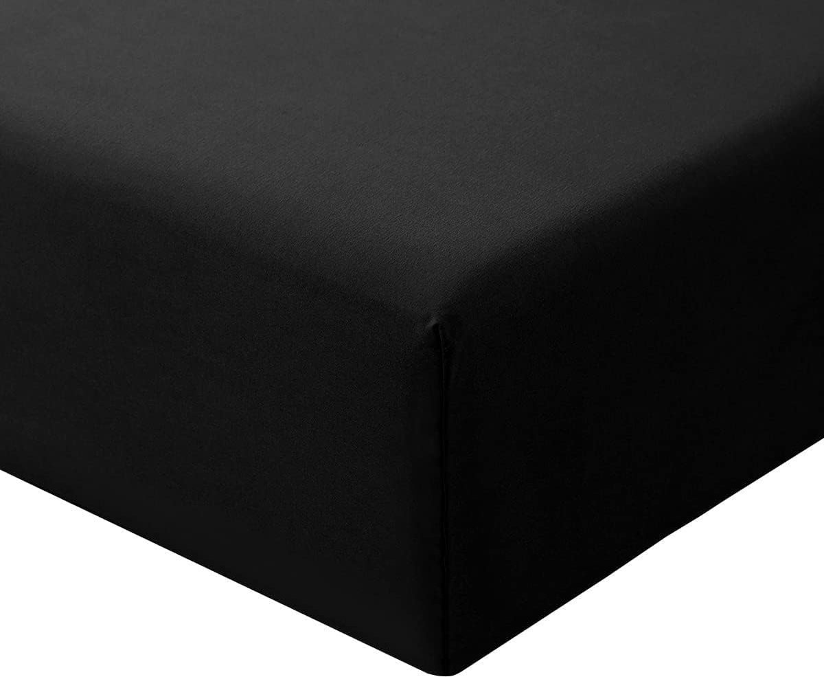 Fitted sheet 90x200 cm - zwart microvezel - geschikt voor boxspring - comfortabel en ademend - ShopVlot