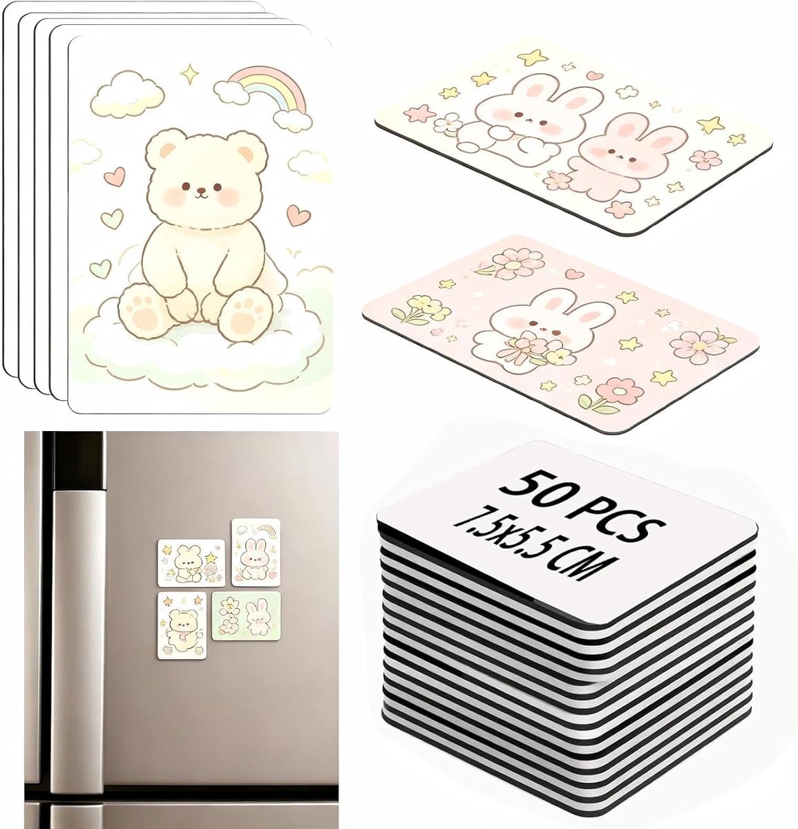Sublimatiemagneten 5,5 x 7,5 cm - onbewerkt - flexibel magneetmateriaal - ideaal voor gepersonaliseerde fotomagneten - ShopVlot