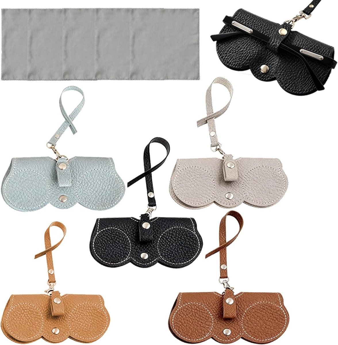 Zonnebril etui set 5 stuks - zachte leren opbergtas - lichtgewicht en draagbaar - ideaal voor dagelijks gebruik - ShopVlot