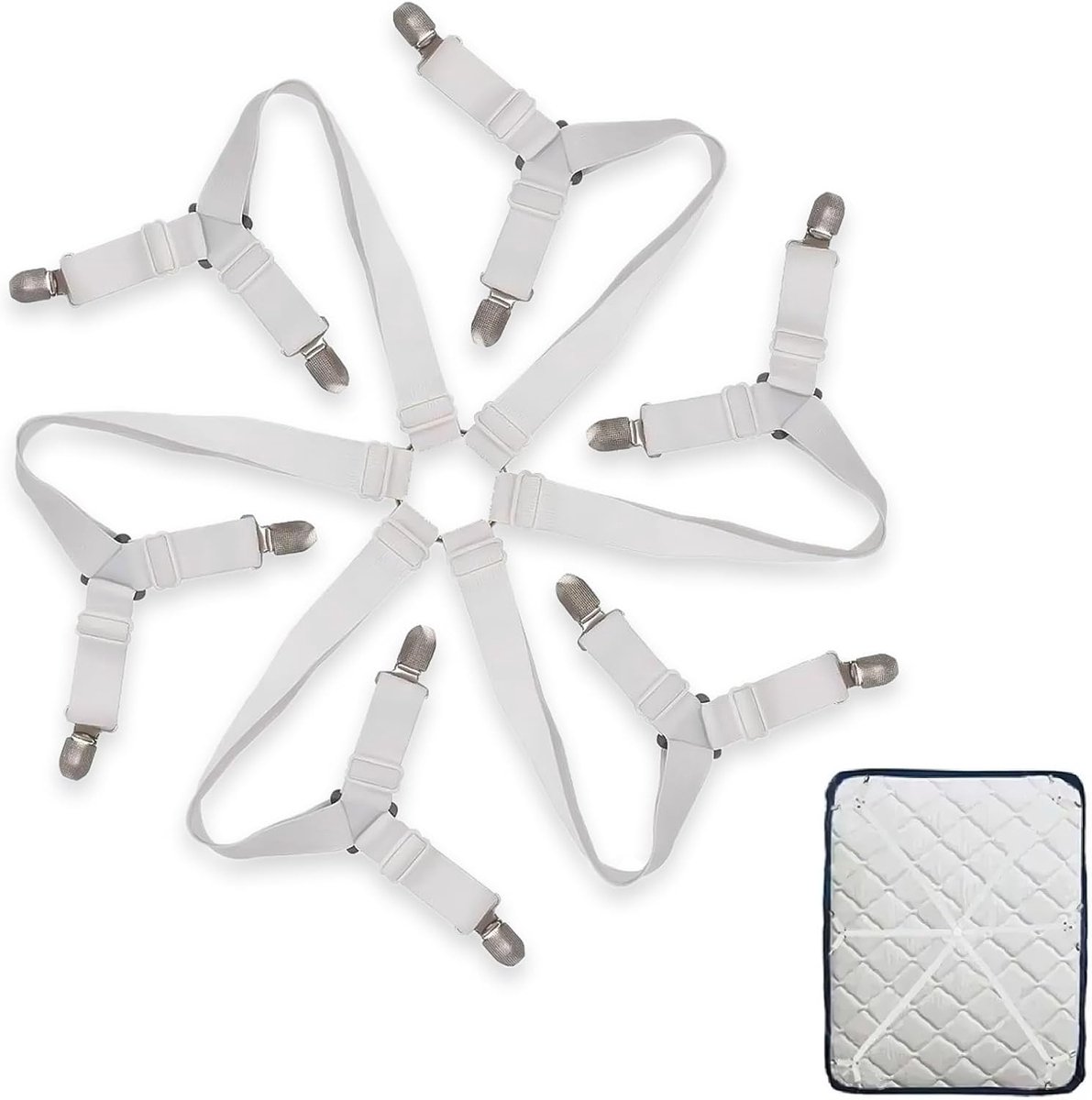 Sheet Clips 12 Pcs - Elastisch Verstelbaar - Driehoekige Clips - Voor Bed, Matras en Bank - ShopVlot