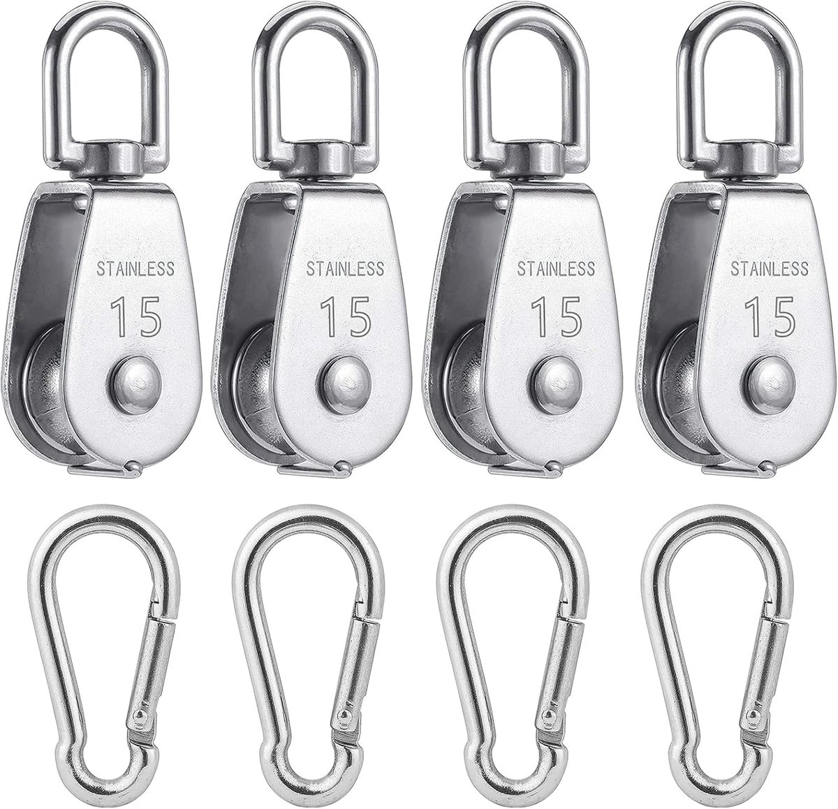 Pulleys voor kleine touwen - set van 8 stuks - roestvrij staal - ideaal voor kabelsystemen - ShopVlot