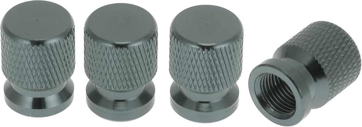 Tire Valve Stem Caps 7x16mm - Titanium Tone Aluminium - Mesh Patroon - Bescherming tegen vuil - ShopVlot