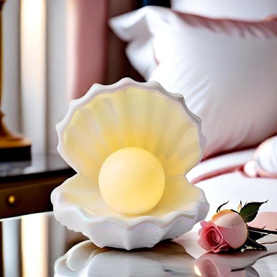 Schelp Parel Nachtlampje Keramische Schelp Lamp, Schelp Parel Licht Schelp Decoraties Nachtlampje Schelp Parel Lamp Nachtlampje Voor Slaapkamer, Woon van Merkloos — afbeelding 2