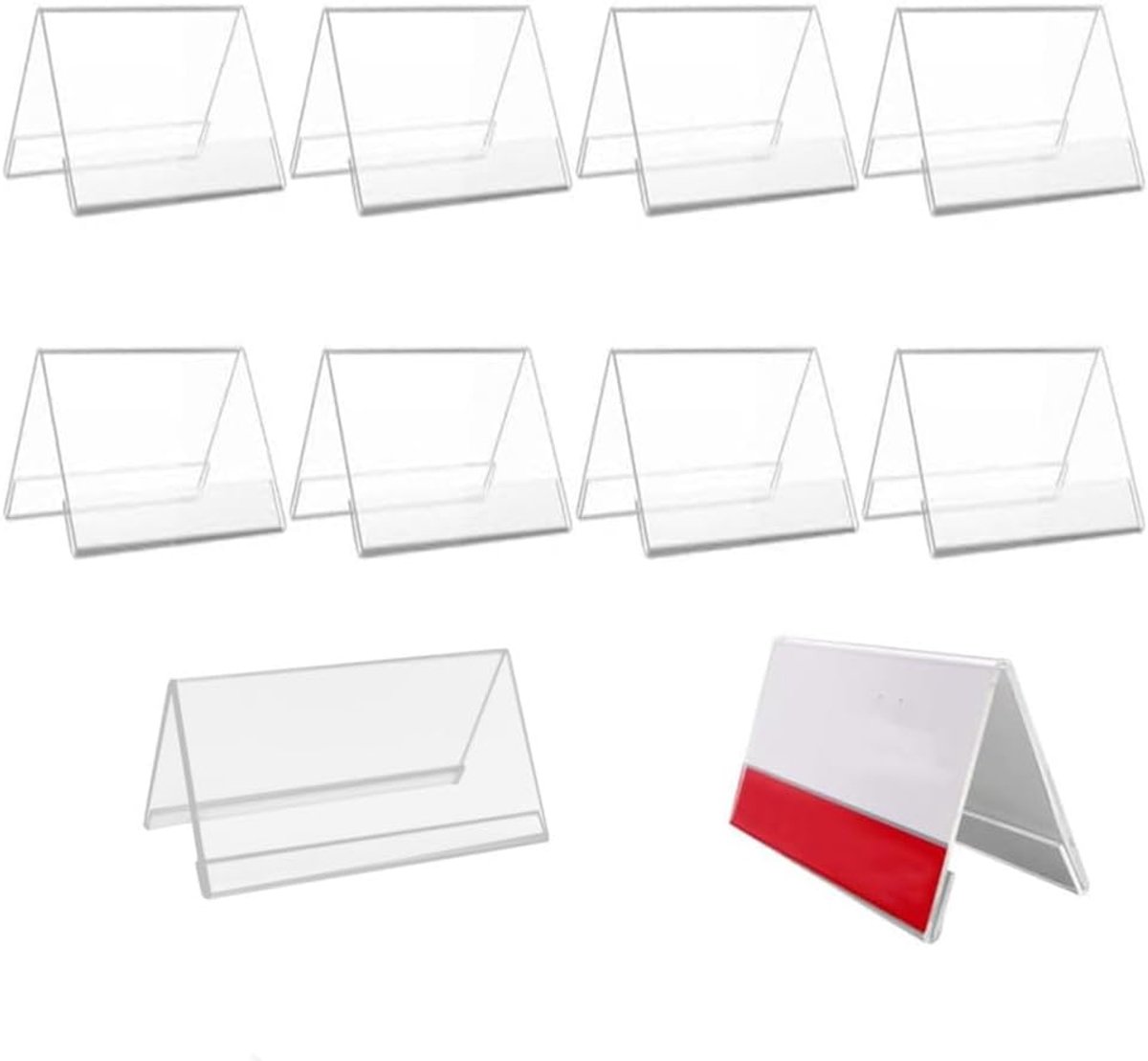 Acrylic Table Name Plates, 9 x 6 cm, Transparent Acrylic Label Holder, Table Menu Holder, Transparent Acrylic for - ShopVlot