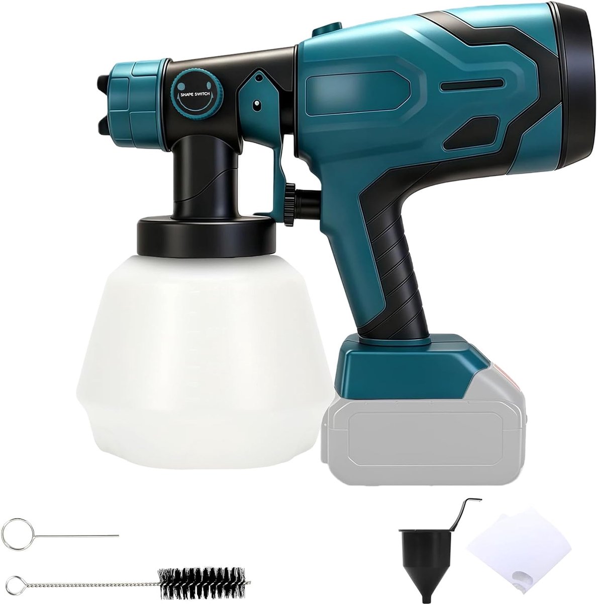 Battery Paint Spray System, Compatible with 18V/20V Lithium Battery, 3000R HVLP Electric Paint Gun with 4 Nozzles - ShopVlot