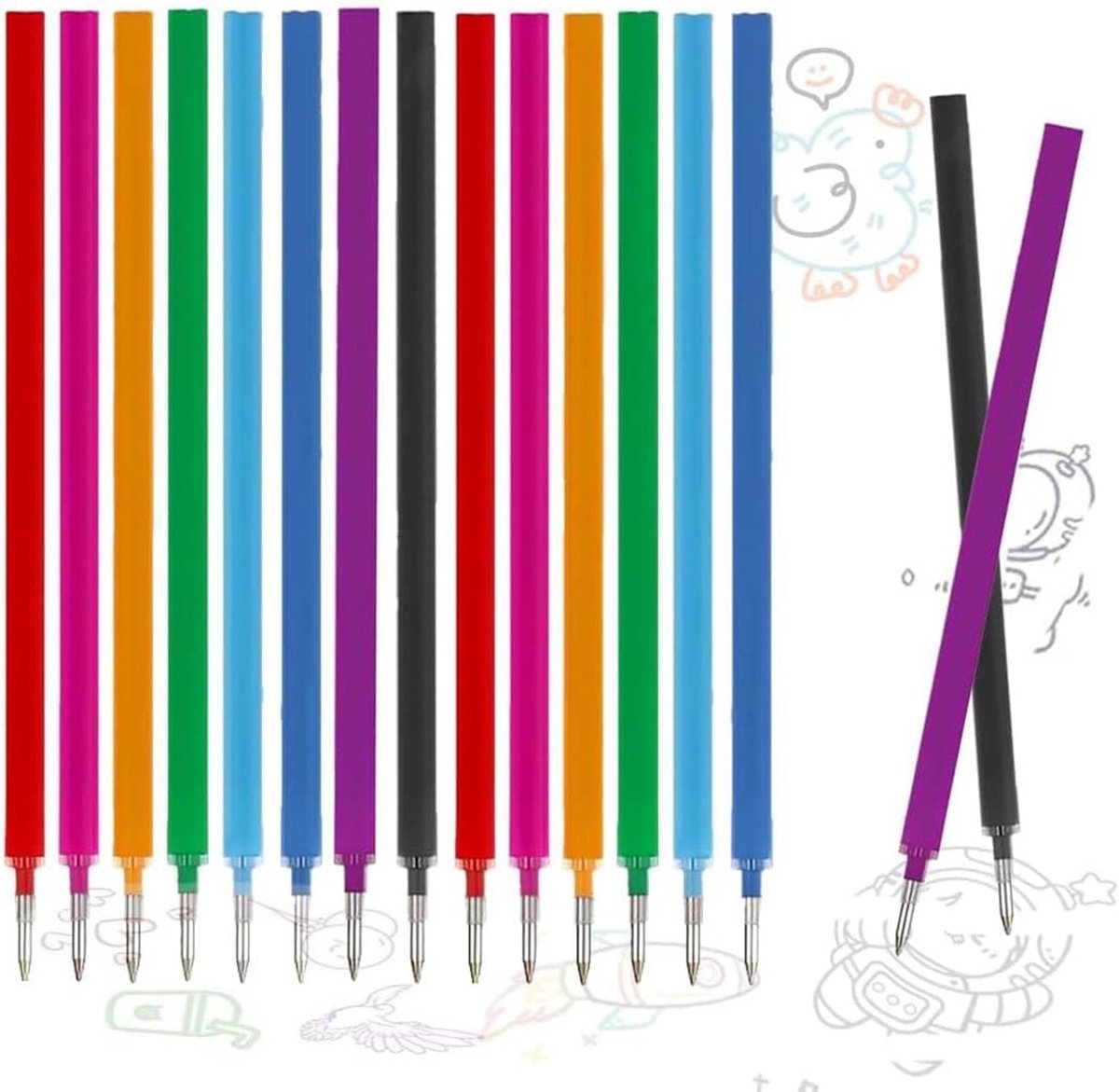 18 stuks uitwisbare balpenvullingen voor Legami-balpen, uitwisbare reservevullingen, gekleurde pennen, punt 0,7 mm - ShopVlot