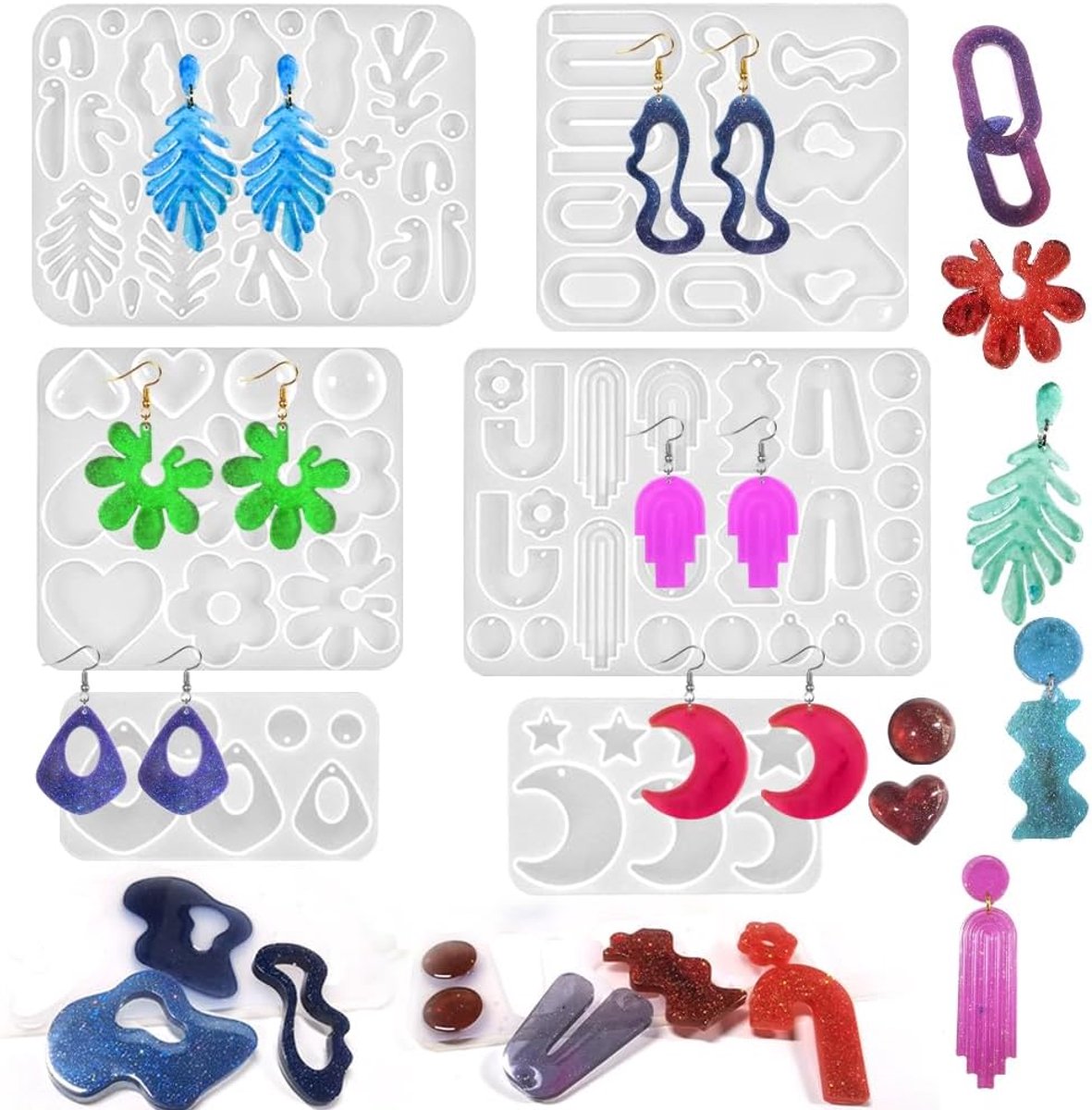 6 Set Jewelry Resin Molds, FineGood Silicone Molds for Resin Silicone Resin Earring Molds DIY Epoxy Resin Molds for - ShopVlot