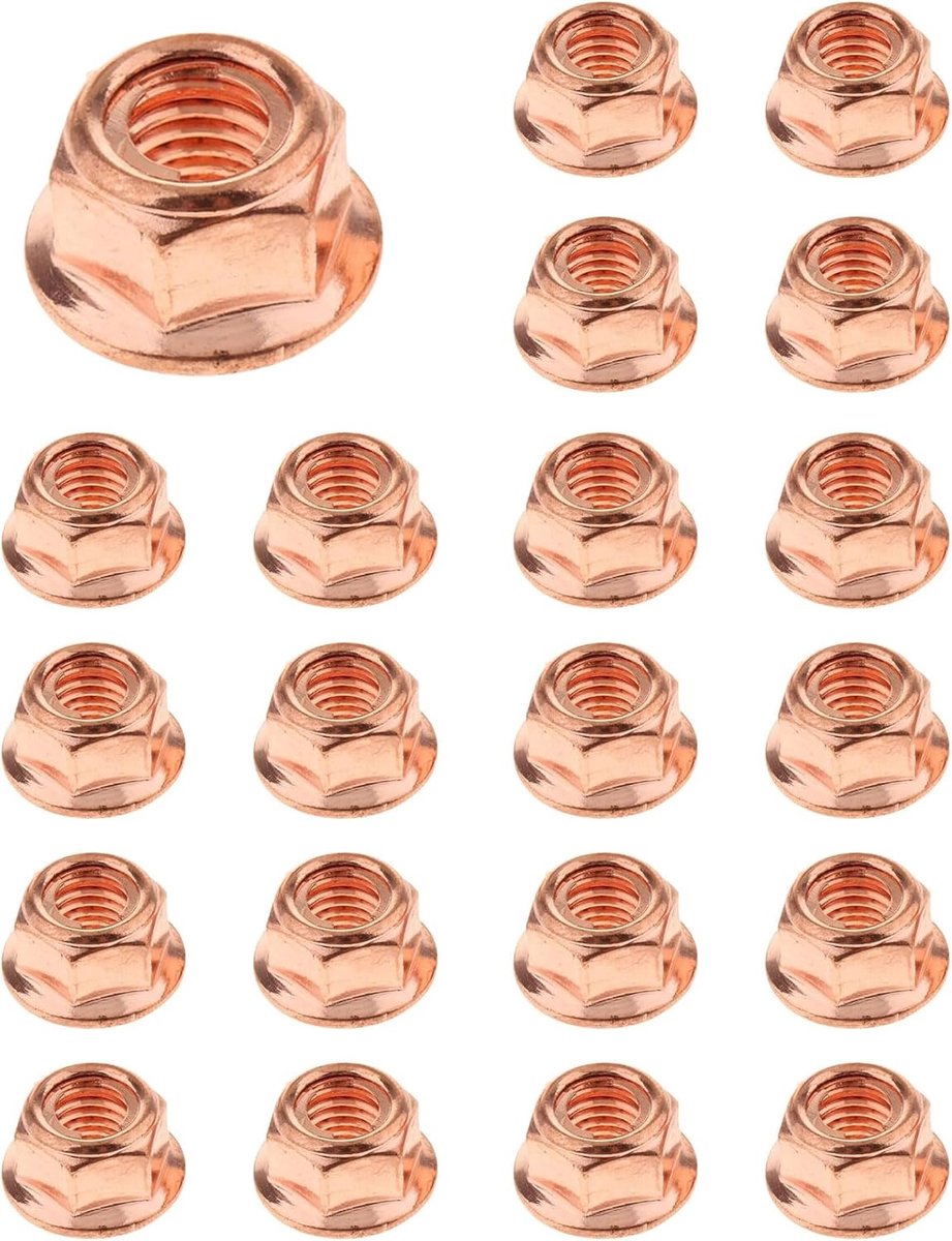 20pcs M8 Hexagonal Exhaust Nuts, Copper Sprout Nuts, Vertical Bolts for Exhaust Pipe, Copper Screws, Self Locking - ShopVlot