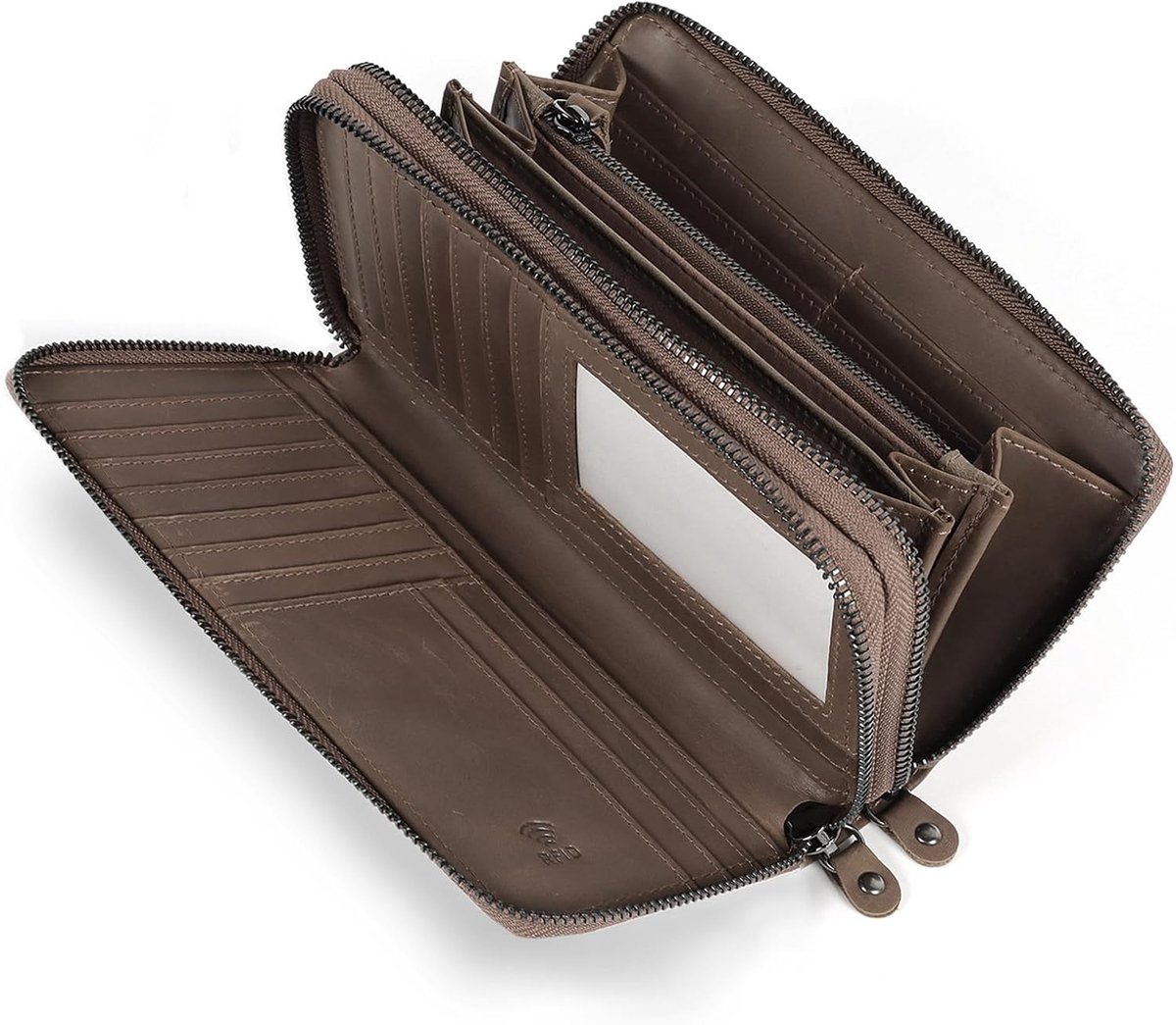TAN.TOMI Women's Wallet, Genuine Leather Wallet, Large Women's Wallet with RFID Protection, Double Zips and Many - ShopVlot