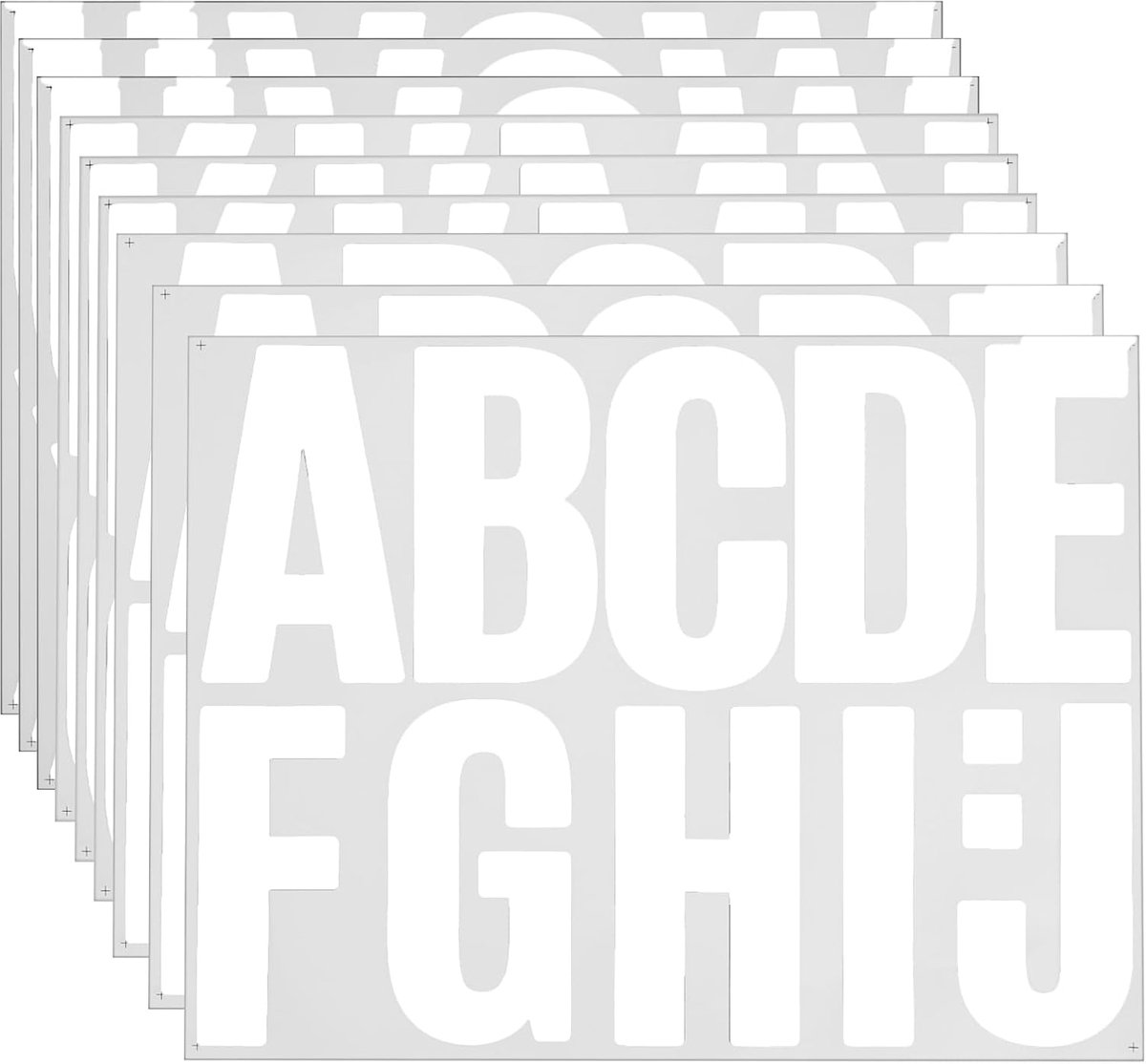 102 stuks witte letterstickers, 9 vellen, 10,2 cm, grote letterstickers, vinyl letterstickers, zelfklevende letters - ShopVlot