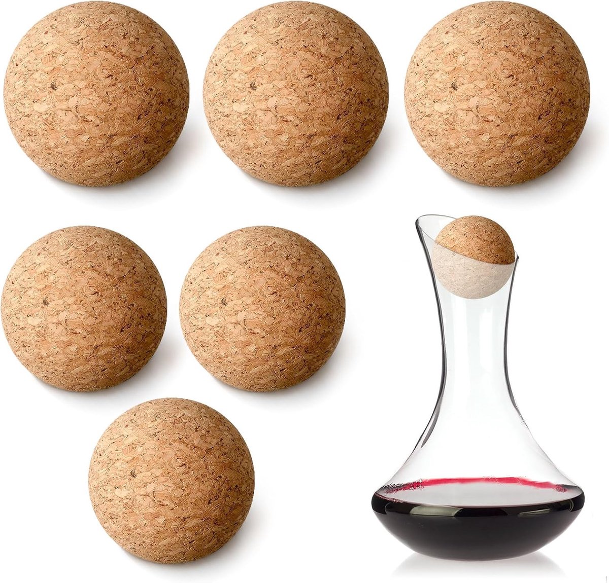 6 Pcs Wine Cork Balls, Wooden Cork Ball Stopper for Wine Decanter and Decanter, Bottle Replacement for Glass Decanter - ShopVlot