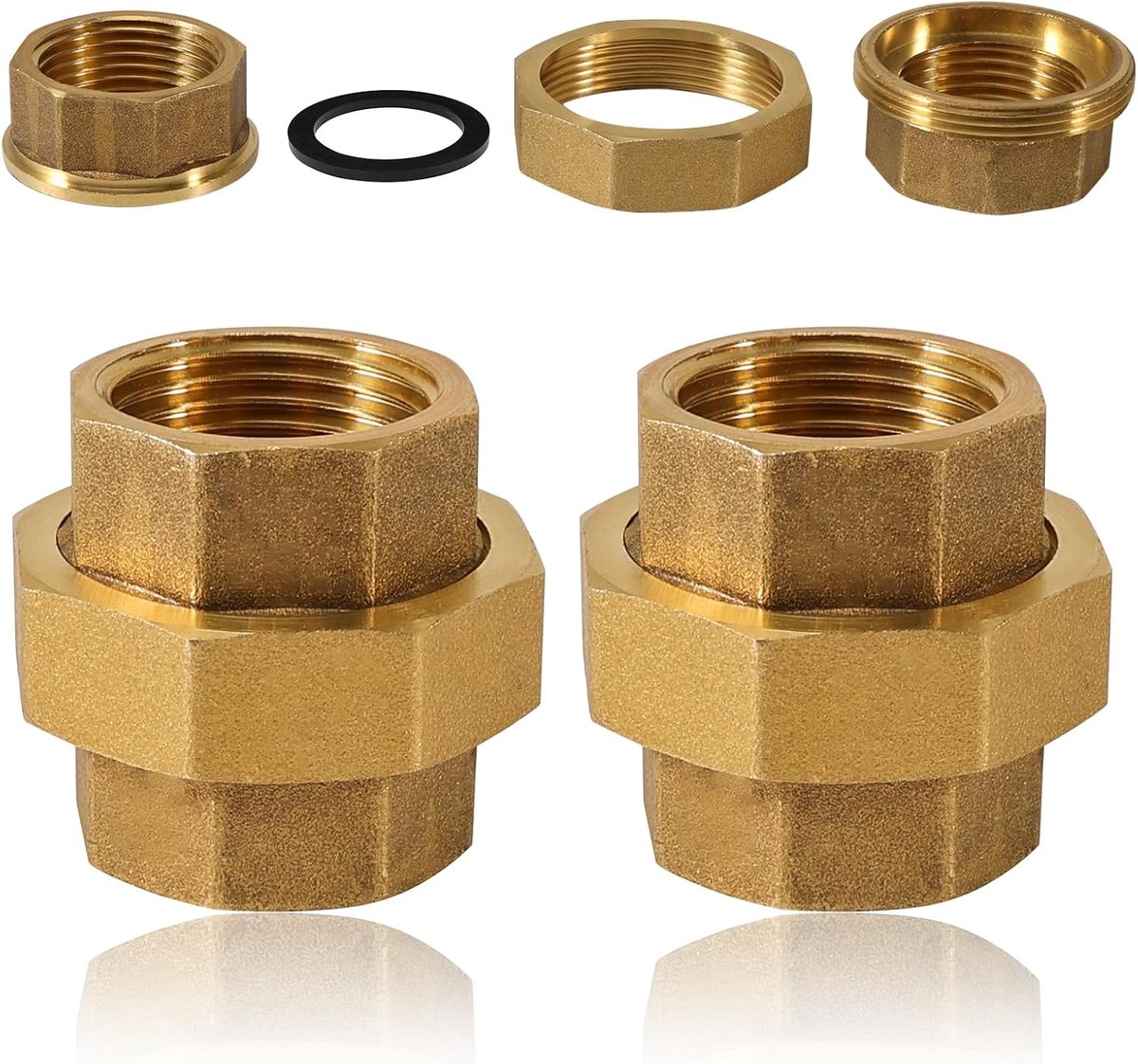 2pcs Brass Screw Connection 1 inch, 1 Inch IG/IG Brass Threaded Fittings, G1 Inch Screw Connection Conical Sealing - ShopVlot