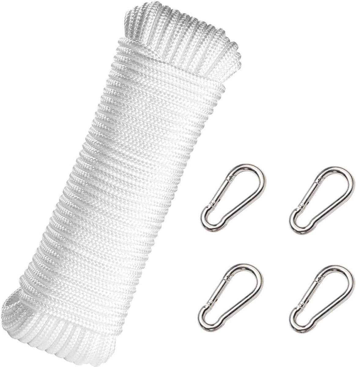 20 m Nylon Flag Rope for Home and Outdoor Flagpole Accessories Ropes (White), Flagpole Rope, Weatherproof, with 4 - ShopVlot