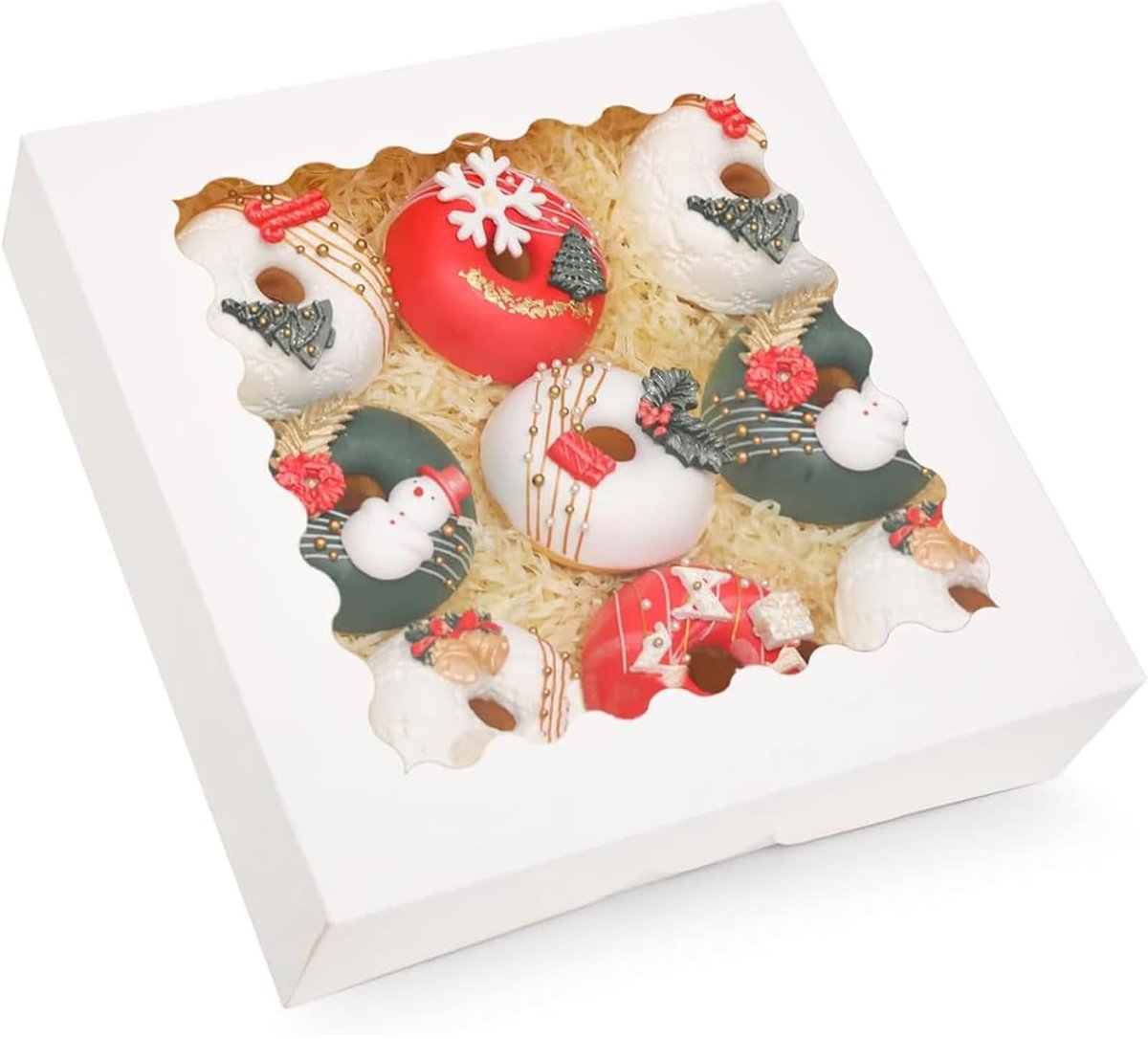 Solidchoice - Set van 12 Witte Koekjesdozen met Venster voor Bakkerijproducten