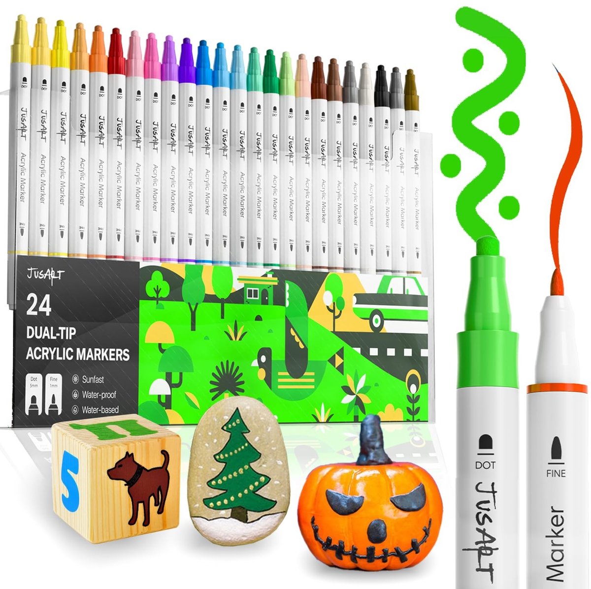 Solidchoice - 24 Kleuren Acrylverf Markers met Dubbele Punt