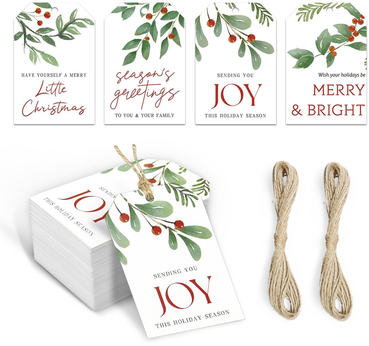 Solidchoice - 100 Stuks Kerst Cadeau Hangers van Kraftpapier