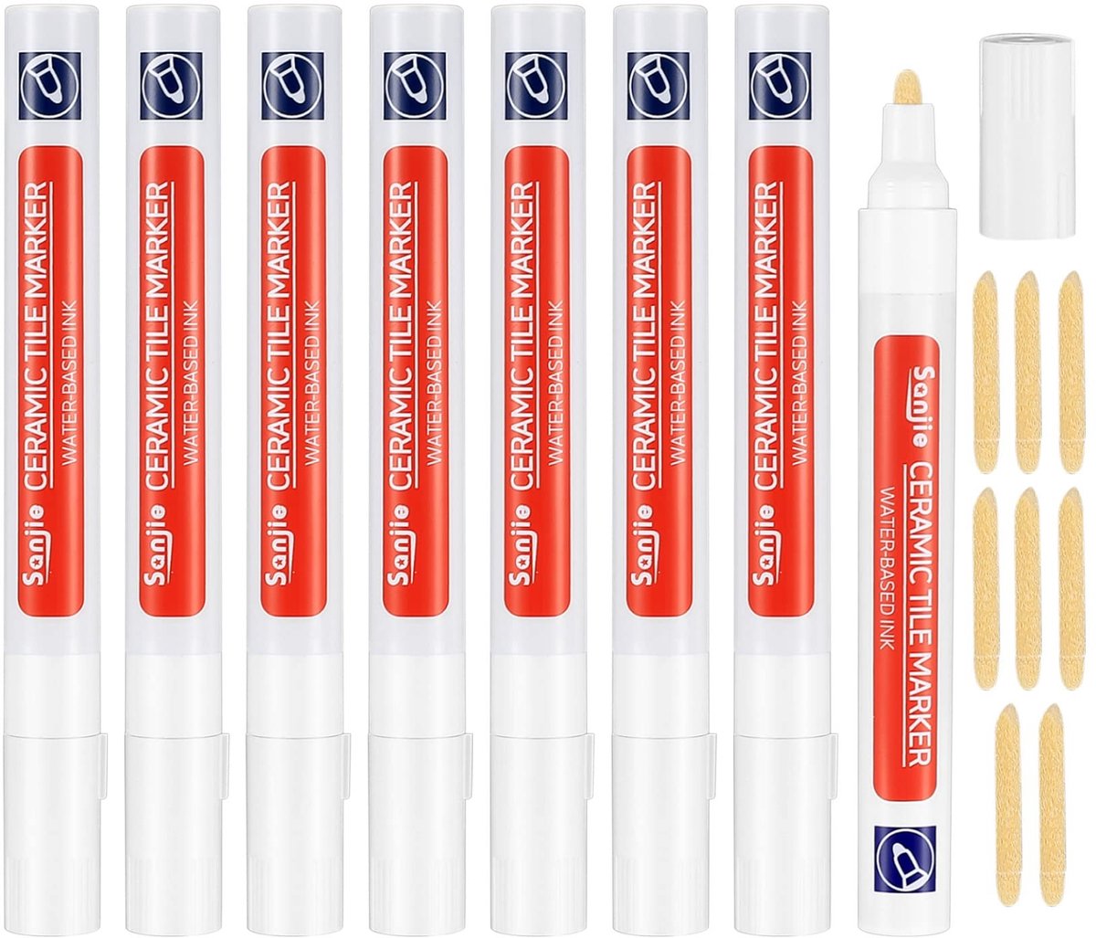 Solidchoice - Set van 8 Witte Voegenpennen voor Tegelherstel