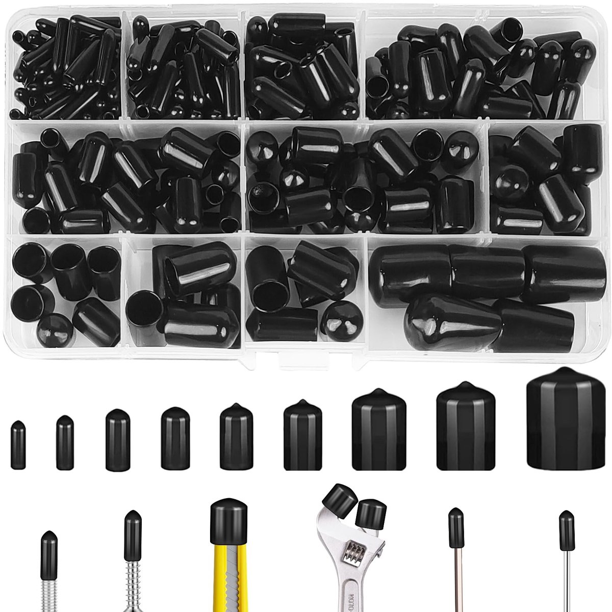 Solidchoice - 211 Stuks Rubberen Eindkappen in 9 Verschillende Maten