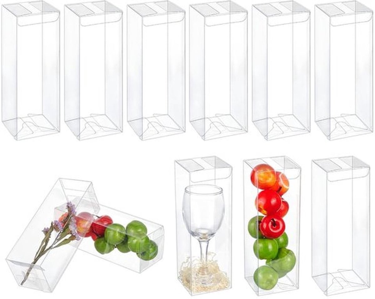 24 stuks transparante geschenkdozen 6x6x18cm transparante PET-doos transparante plastic feestdozen kleine geschenkdoos voor snoepchocolade