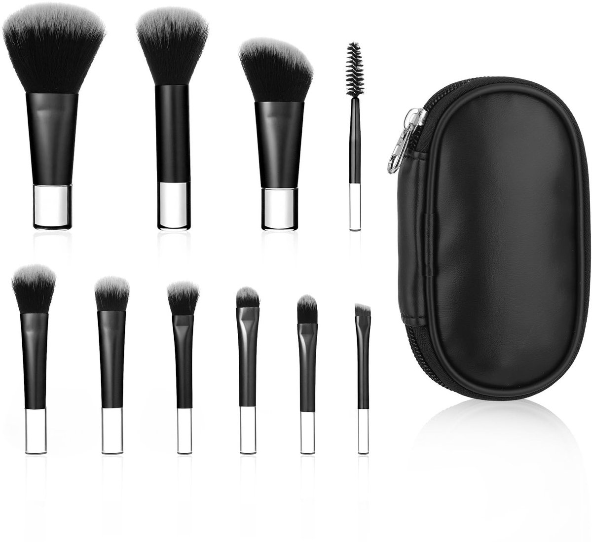 Solidchoice - Mini Make-Up Kwasten Set met Tas, 10 Delig