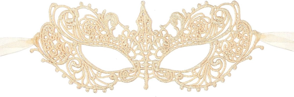 Lace Venetiaans Masker - Beige - Sexy Kant - Ideaal voor Cosplay en Halloween - ShopVlot