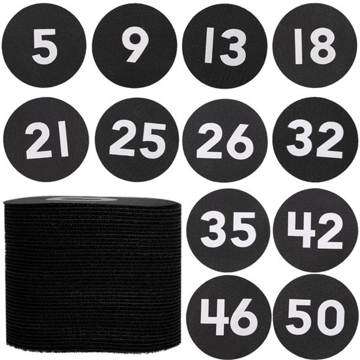 50 stuks Vloerkleed Vloercirkel Zitmarkeringen, Ronde Vloerkleedmarkeringen voor Klaslokaal met Nummers 1-50 Diameter 10 cm Nummer Spotmarkeringen voor Leraren Studenten (Zwart)