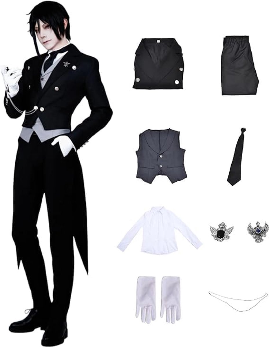 Butler kostuum M - zwarte cosplay outfit - Halloween/carnaval - perfect voor themafeesten - ShopVlot